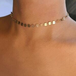 NEW Brandy Melville Golden Dainty Disc Circles Choker Chain Necklace